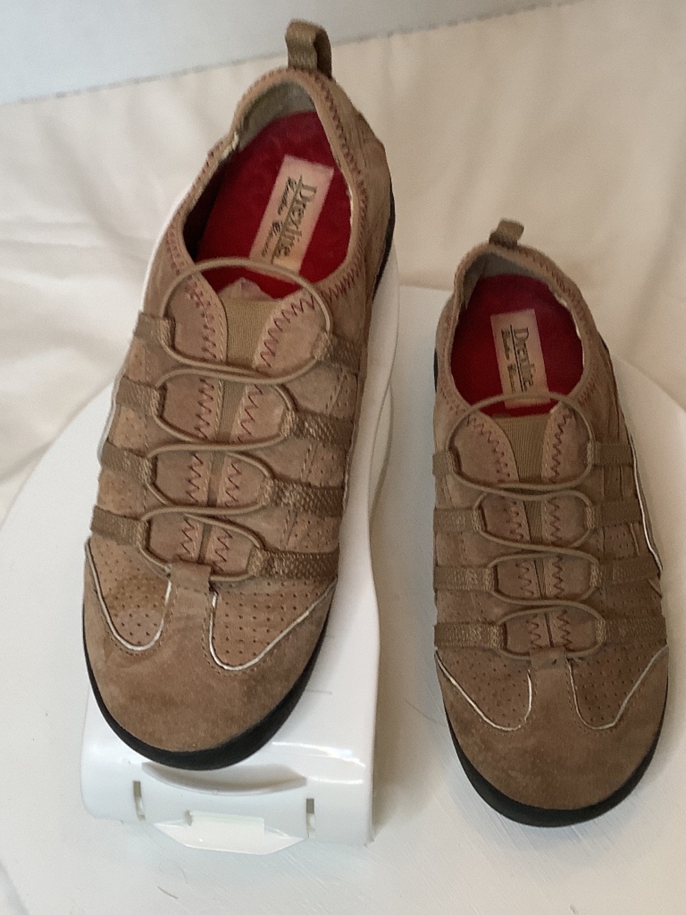 EUC Drexlite Leather classics sz. 6 brown with red stitches sneakers flats - Picture 3 of 9
